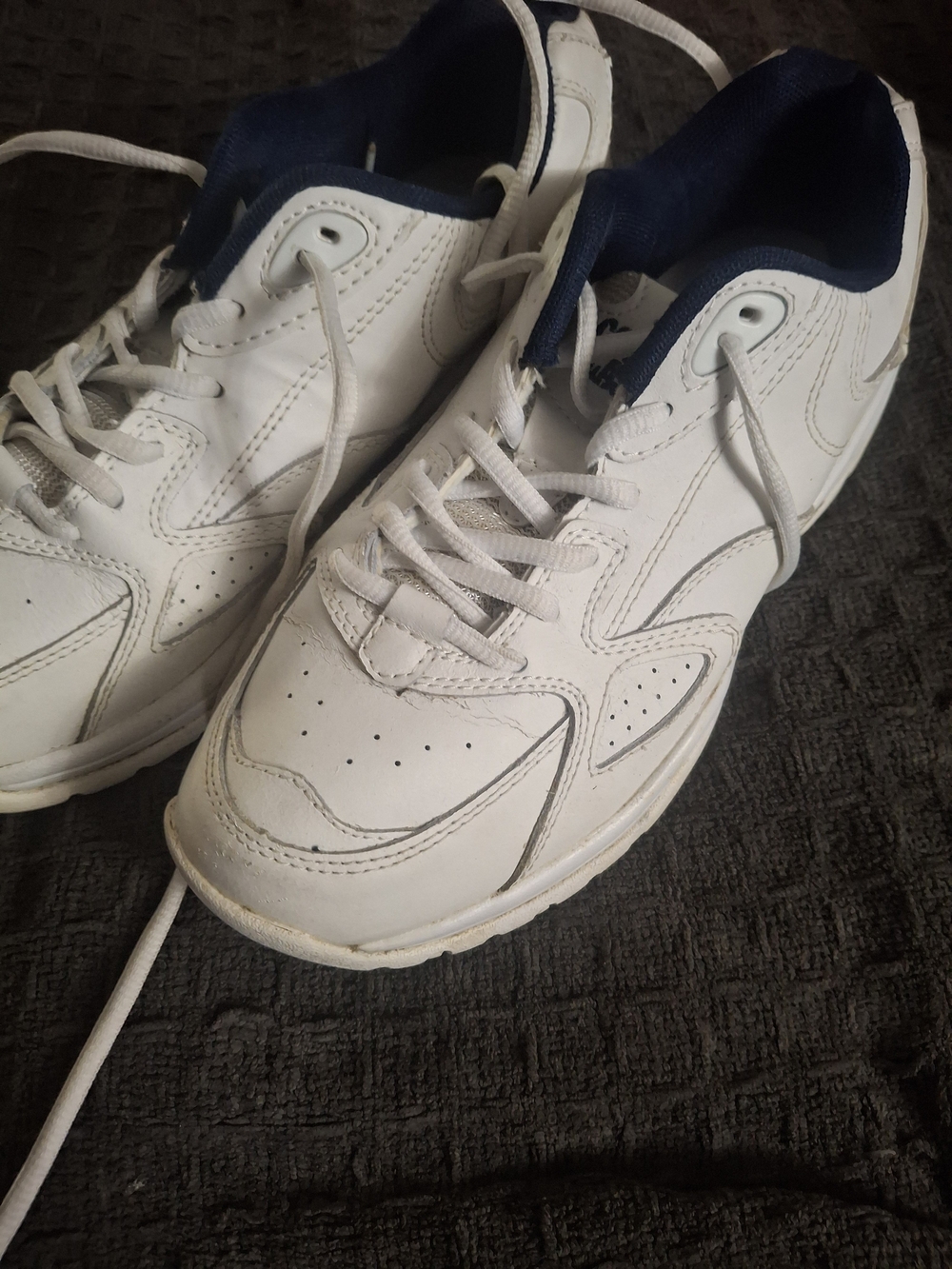 Men's White Sneakers with Navy Interior - Classic Lace-Up Trainer